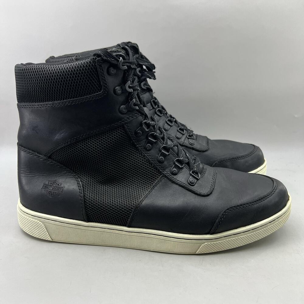 Harley-Davidson Dixson 6" Motorcycle Boots Men Size 12 Black Side Zip Mid Shoes